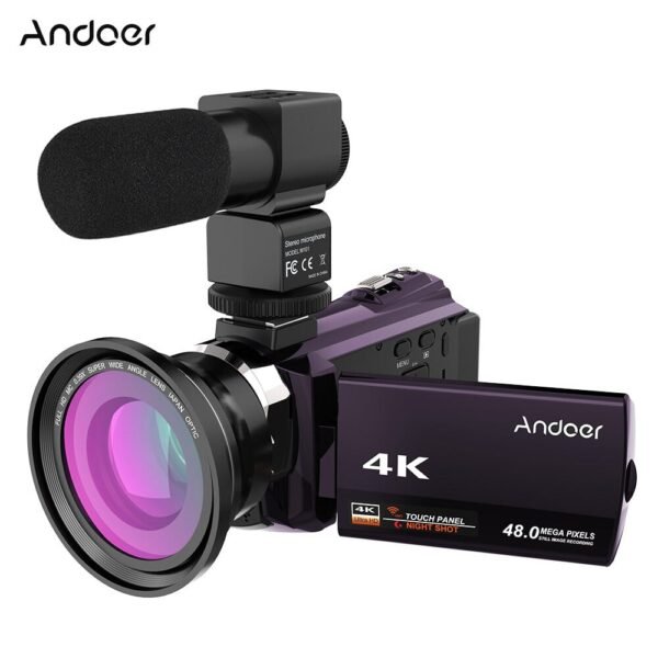 Andoer 4K 1080P 48MP WiFi Digital Video Camera - 图片 6
